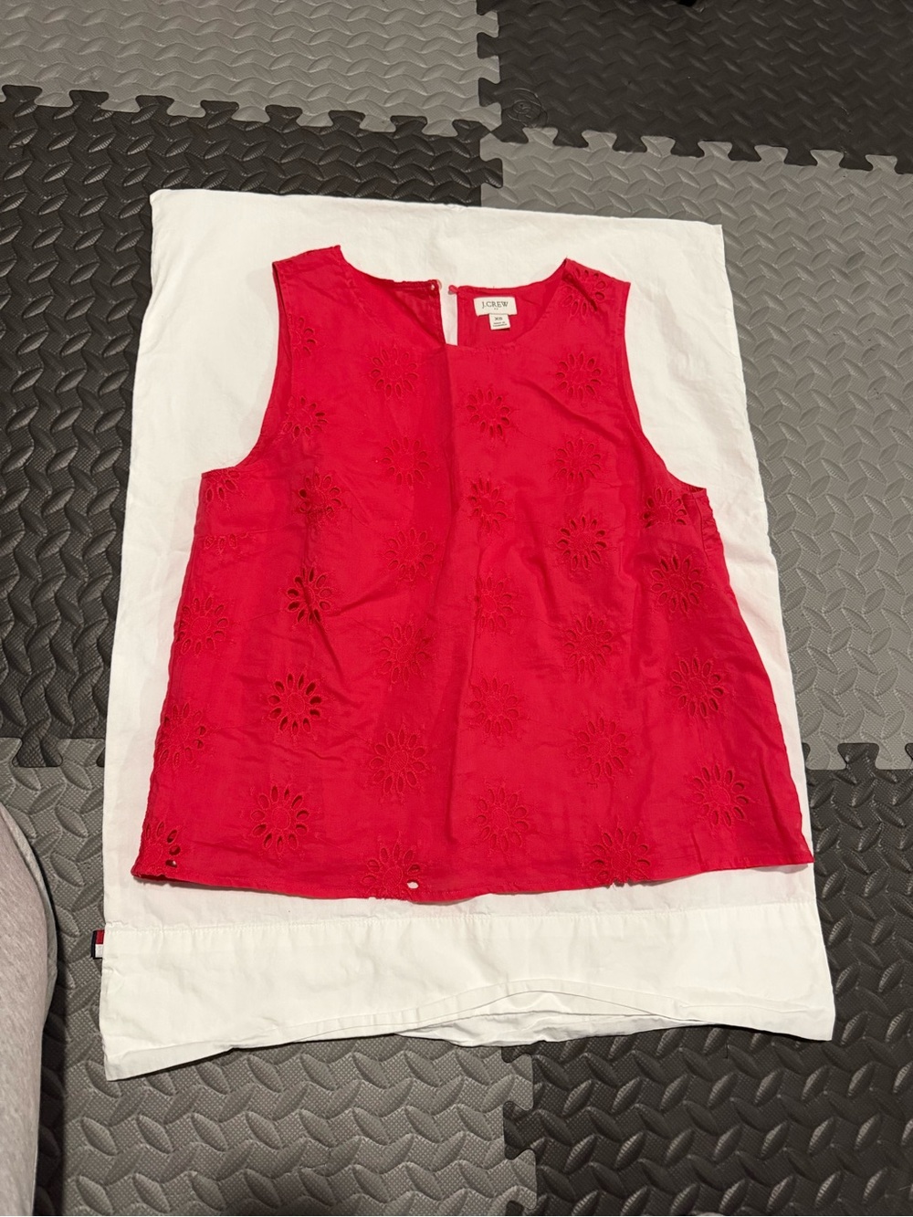 J. Crew Red Eyelet Sleeveless Tank Top
